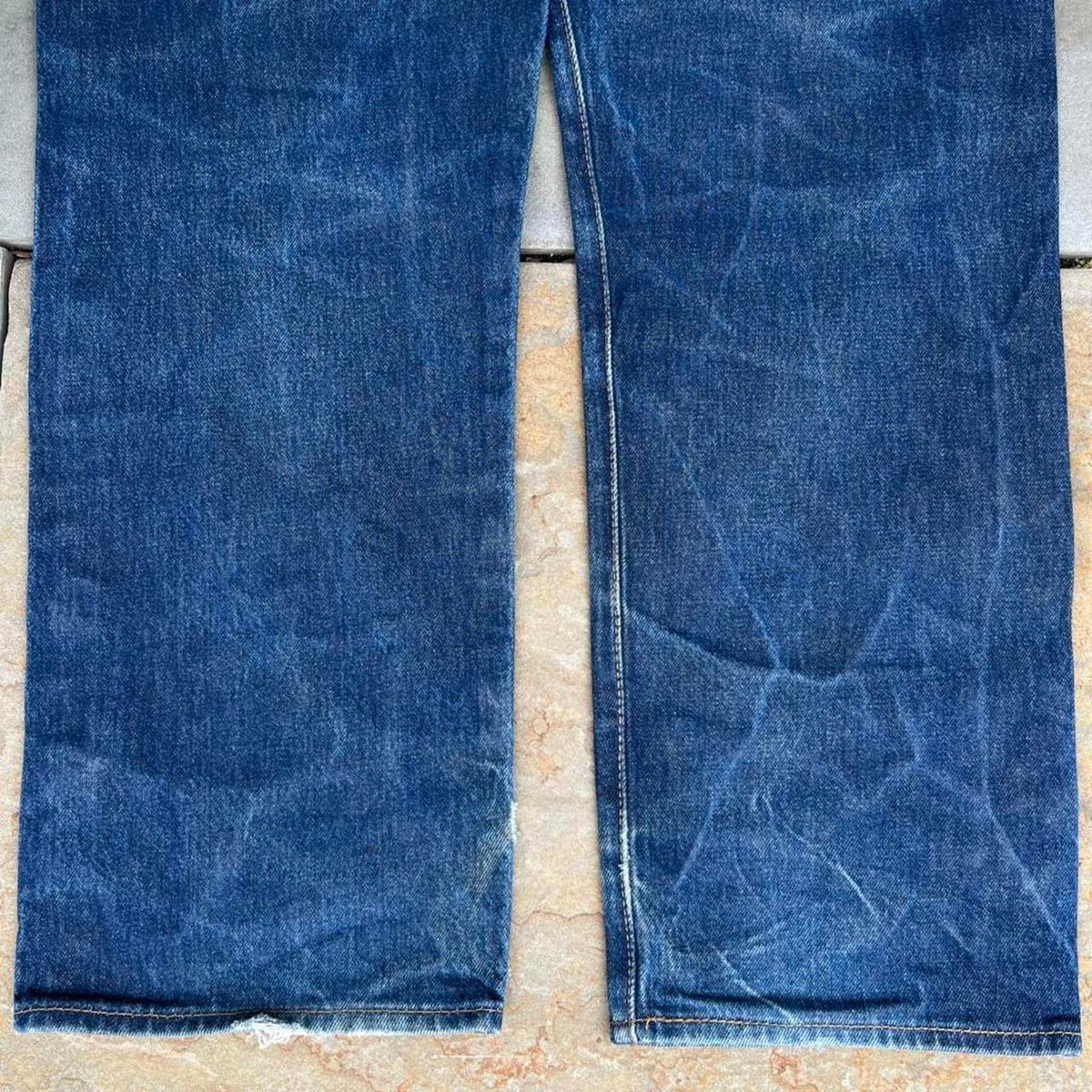 Naturally Distressed Dark Indigo Wash Levi’s Denim 501 Jeans