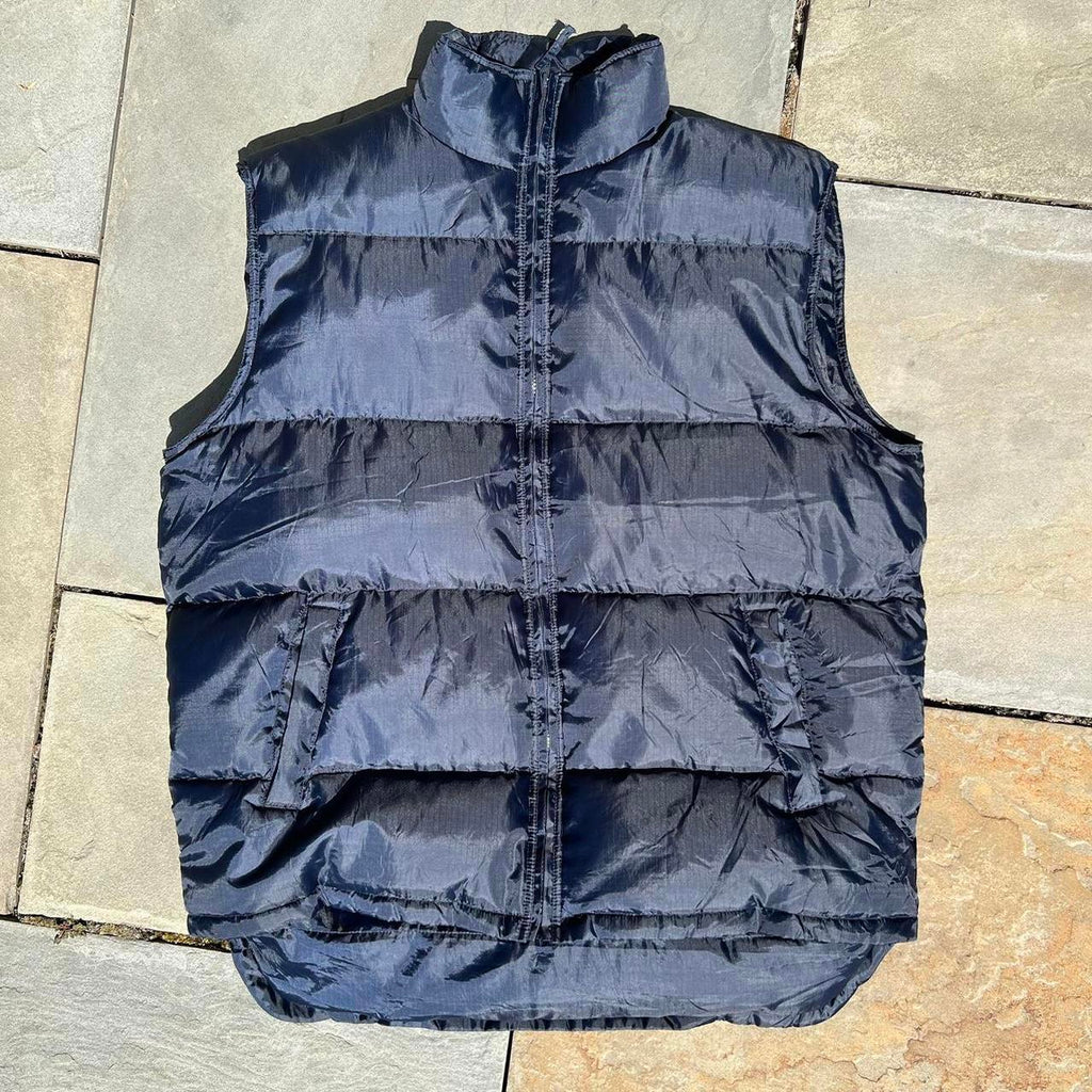 Y2K Ripstop Puffer Vest Navy Down Feather Fill