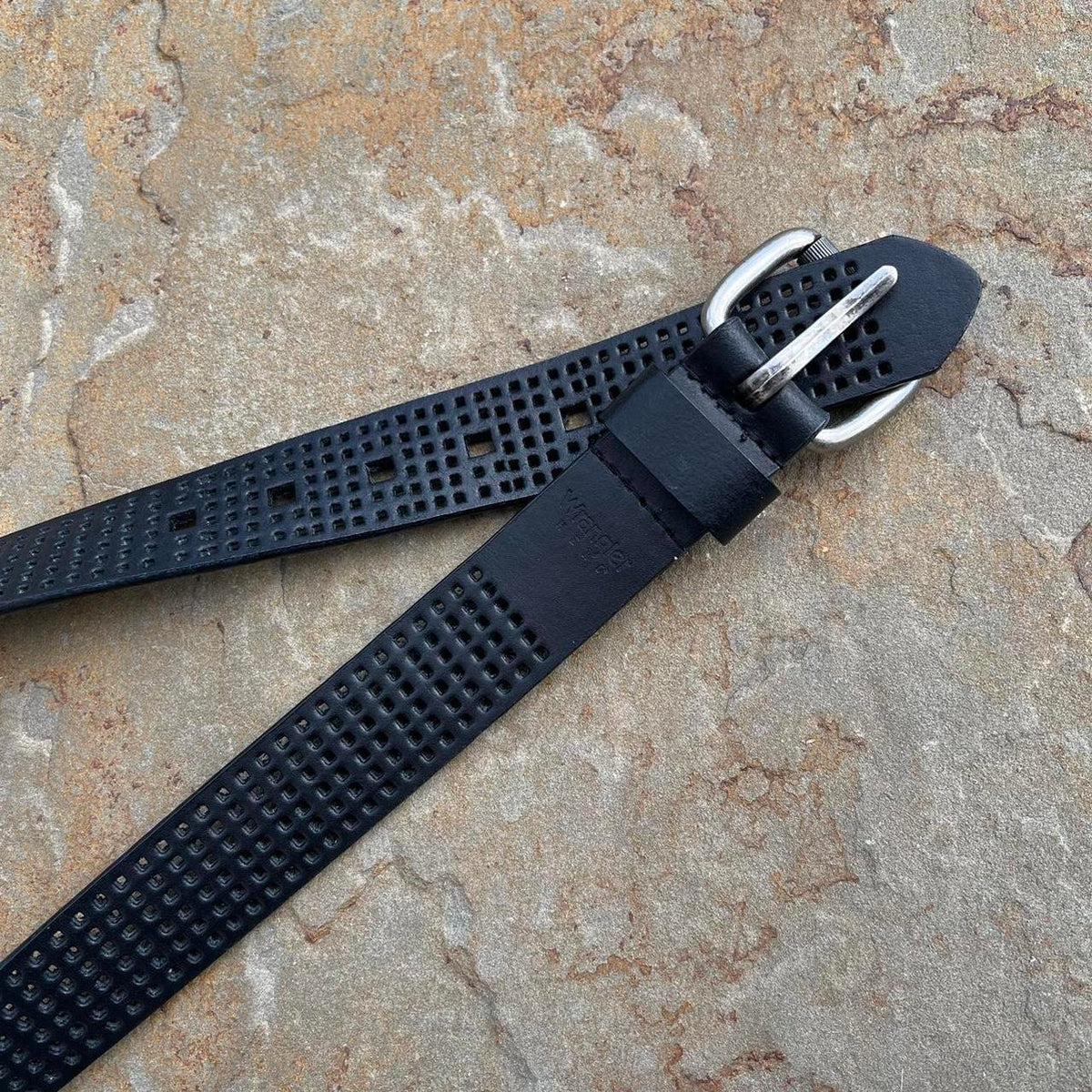 Minimalist Grunge Black Leather Mesh Belt