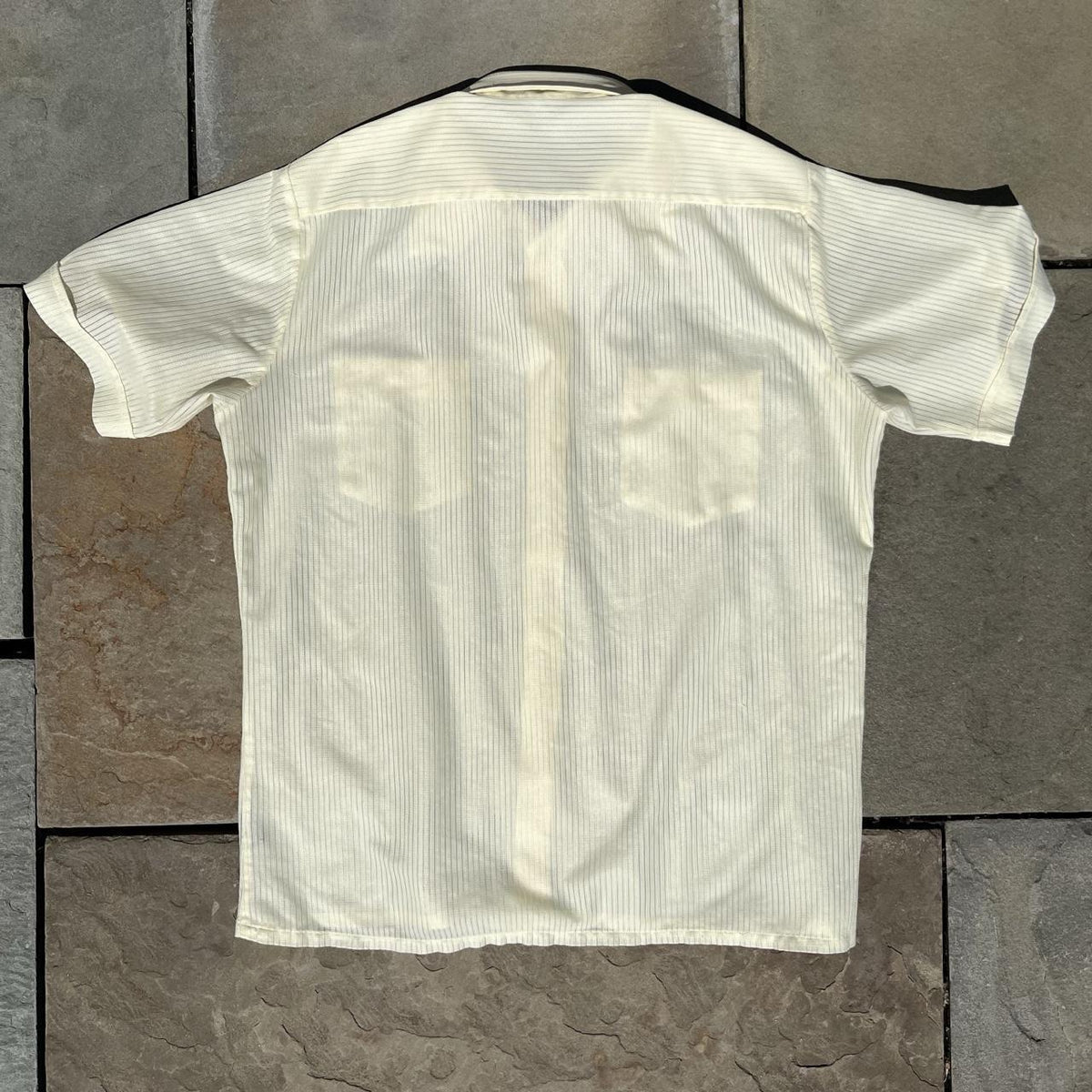 Vintage 80s Yellow Vertical Mesh Club Shirt