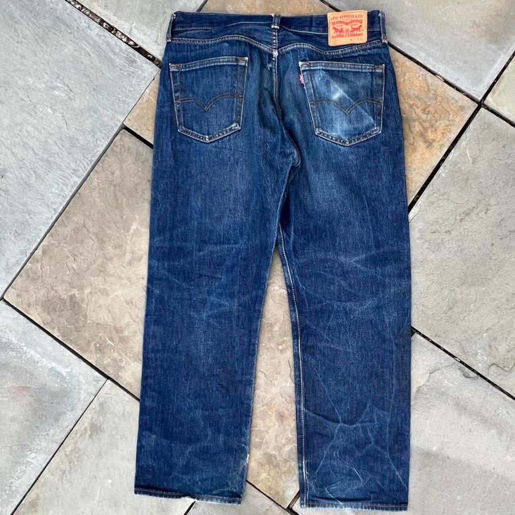 Naturally Distressed Dark Indigo Wash Levi’s Denim 501 Jeans