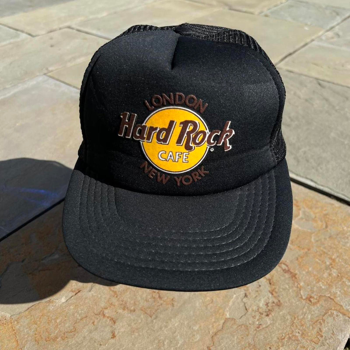 Vintage 90s Hard Rock Cafe Black Mesh Trucker Snapback Hat