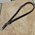 Vintage 90s Black Croc Embossed Faux Leather Metal Tip Belt