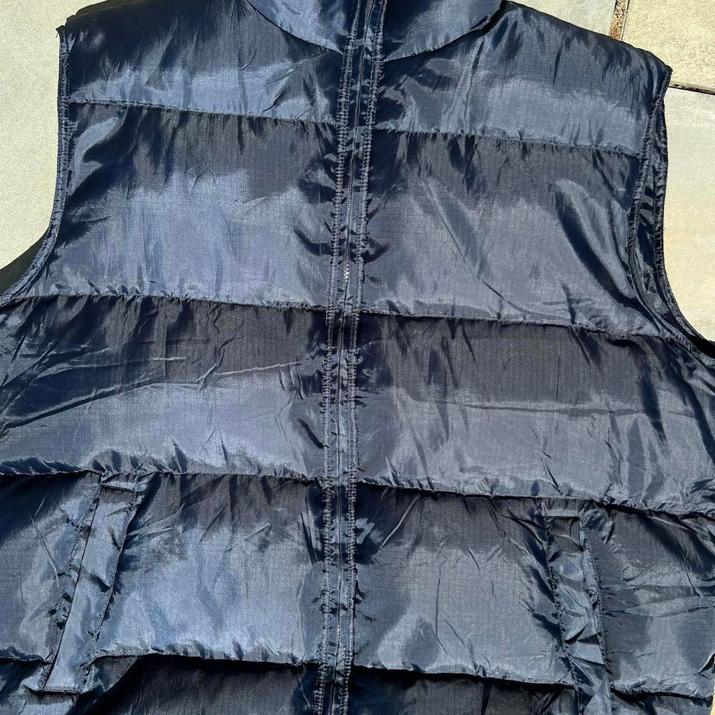 Y2K Ripstop Puffer Vest Navy Down Feather Fill