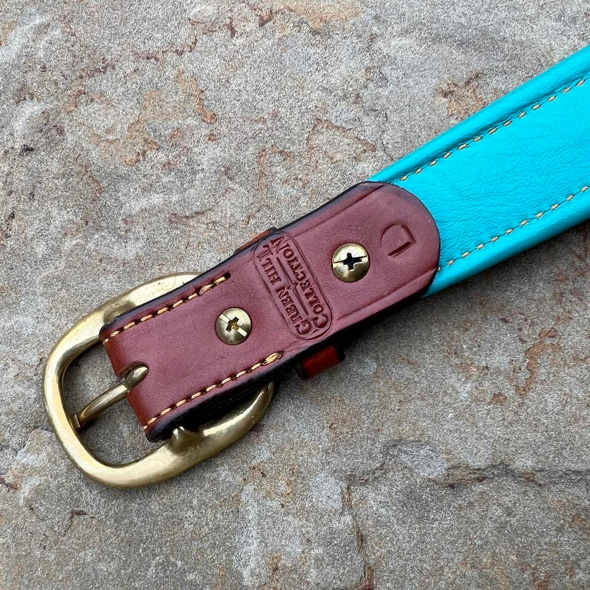 Y2K Brown + Teal Leather Belt