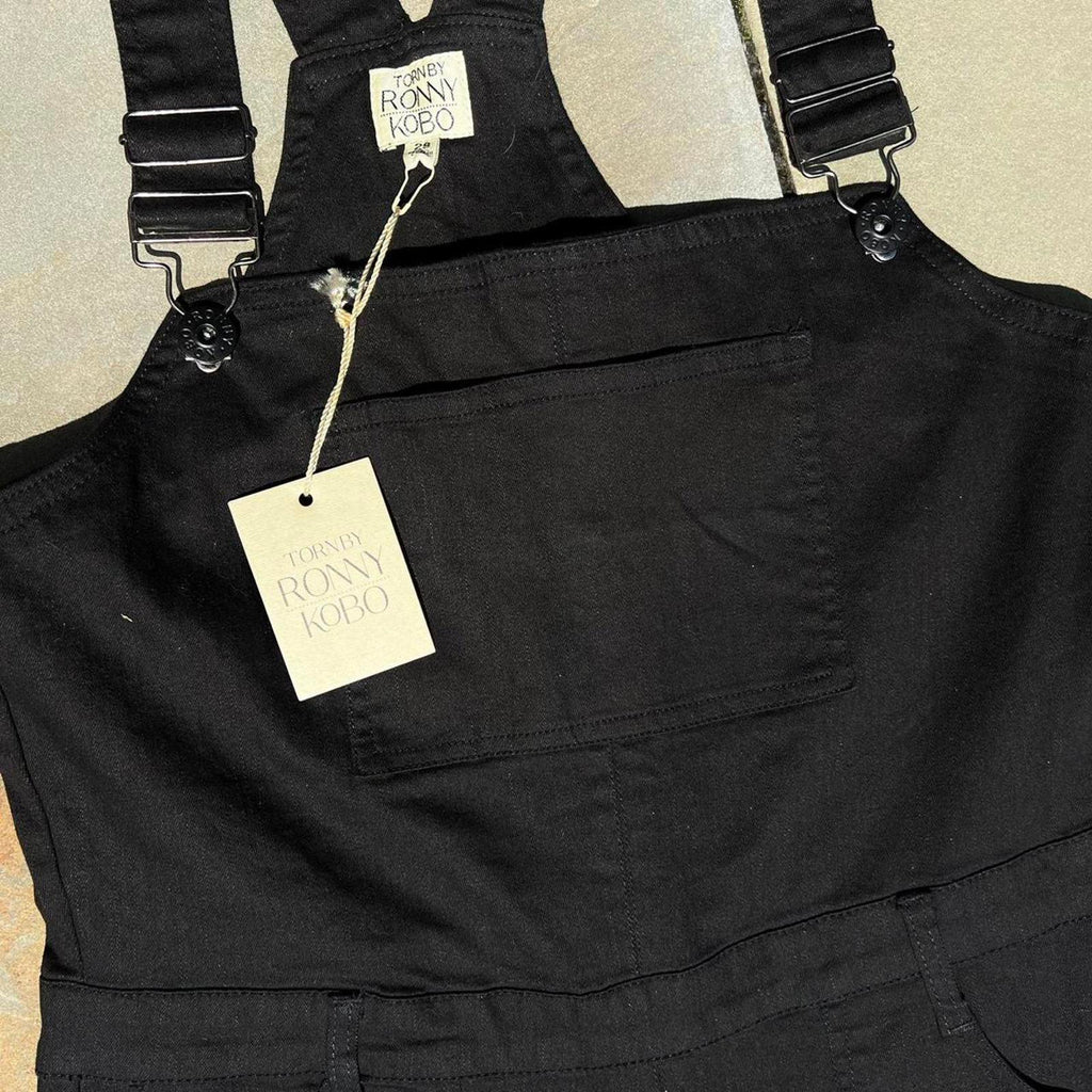 NWT Designer Black Denim Overalls