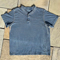 Y2K Blue Tan Overdyed Reworked Striped Henley