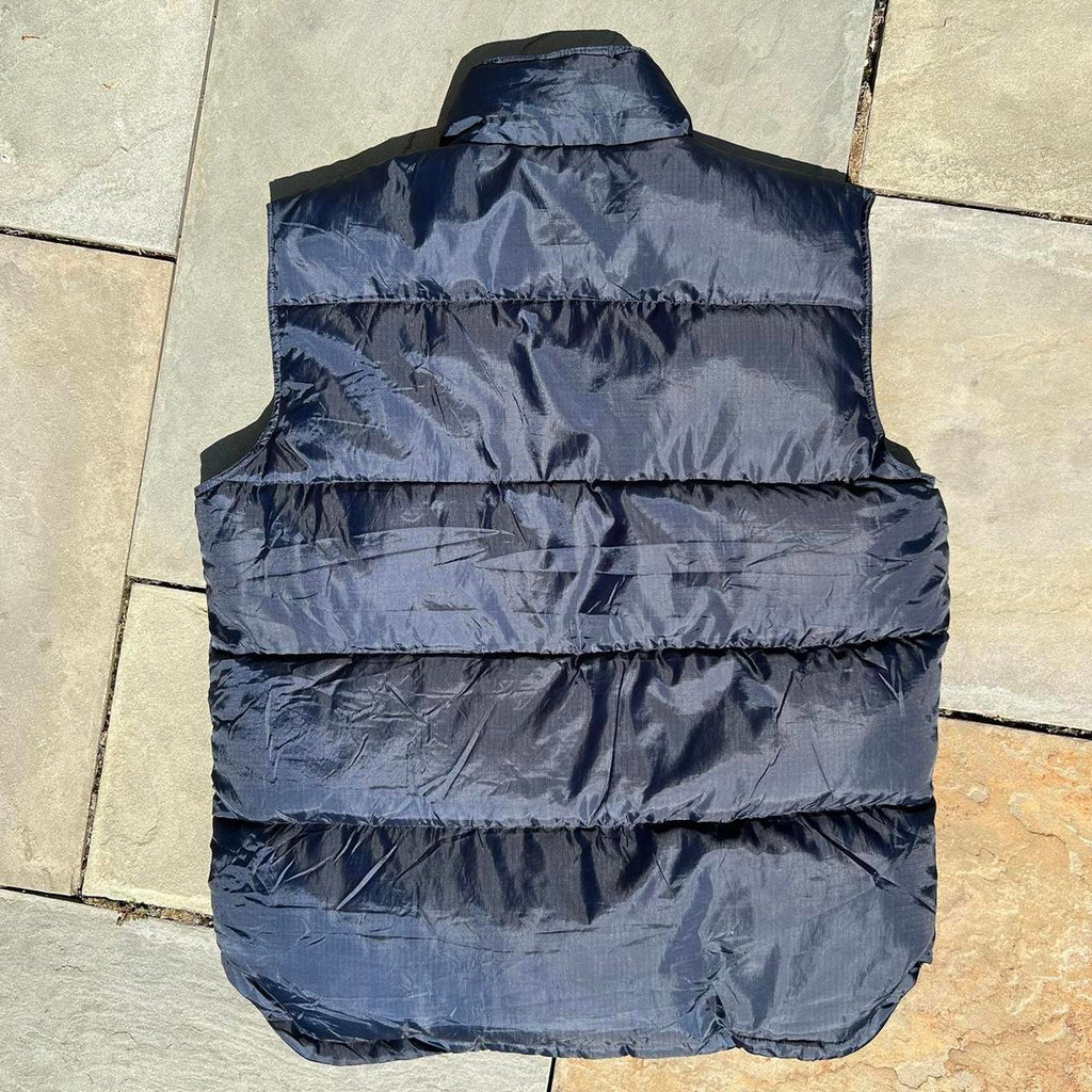Y2K Ripstop Puffer Vest Navy Down Feather Fill
