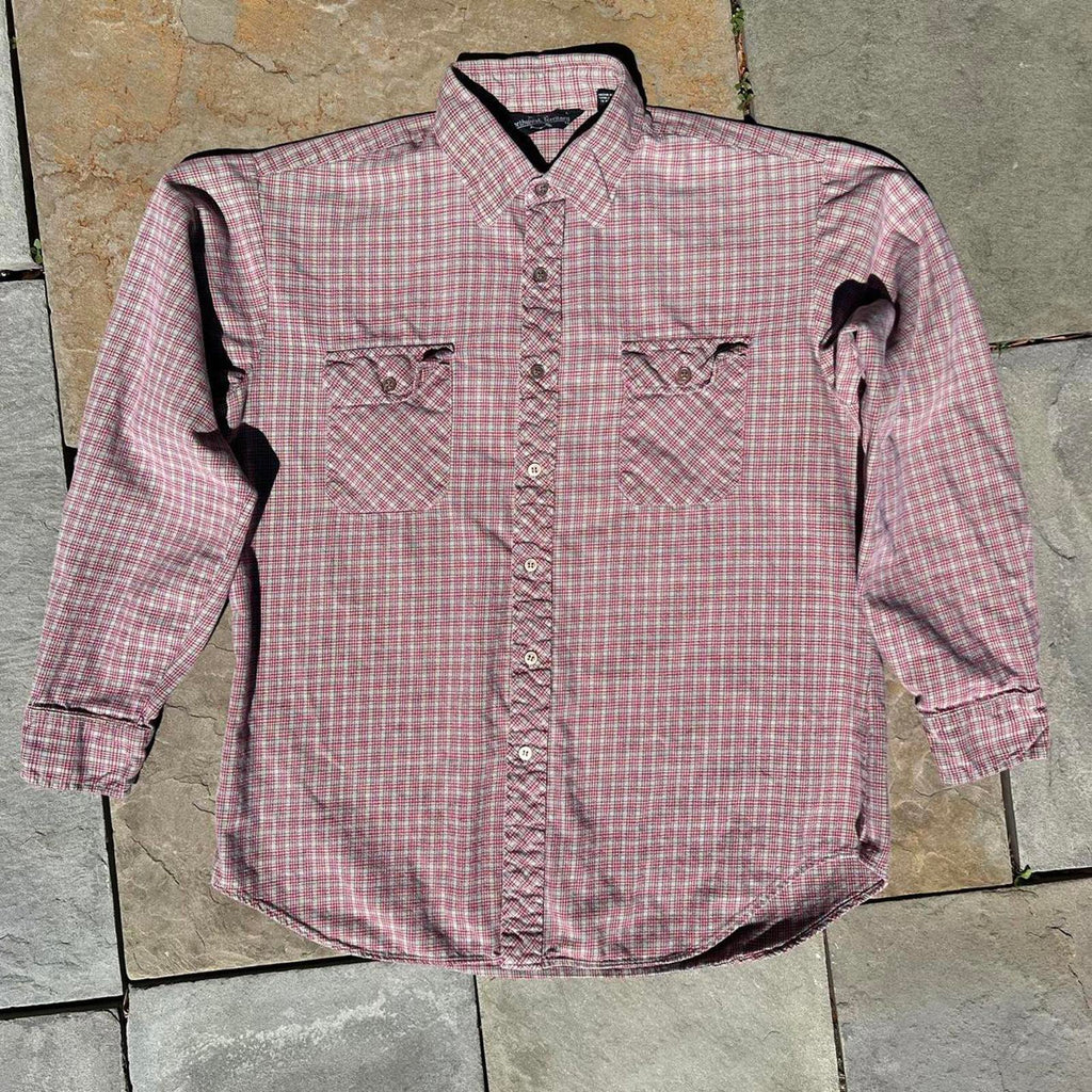 Vintage 90s Houndstooth Plaid Button Down Shirt