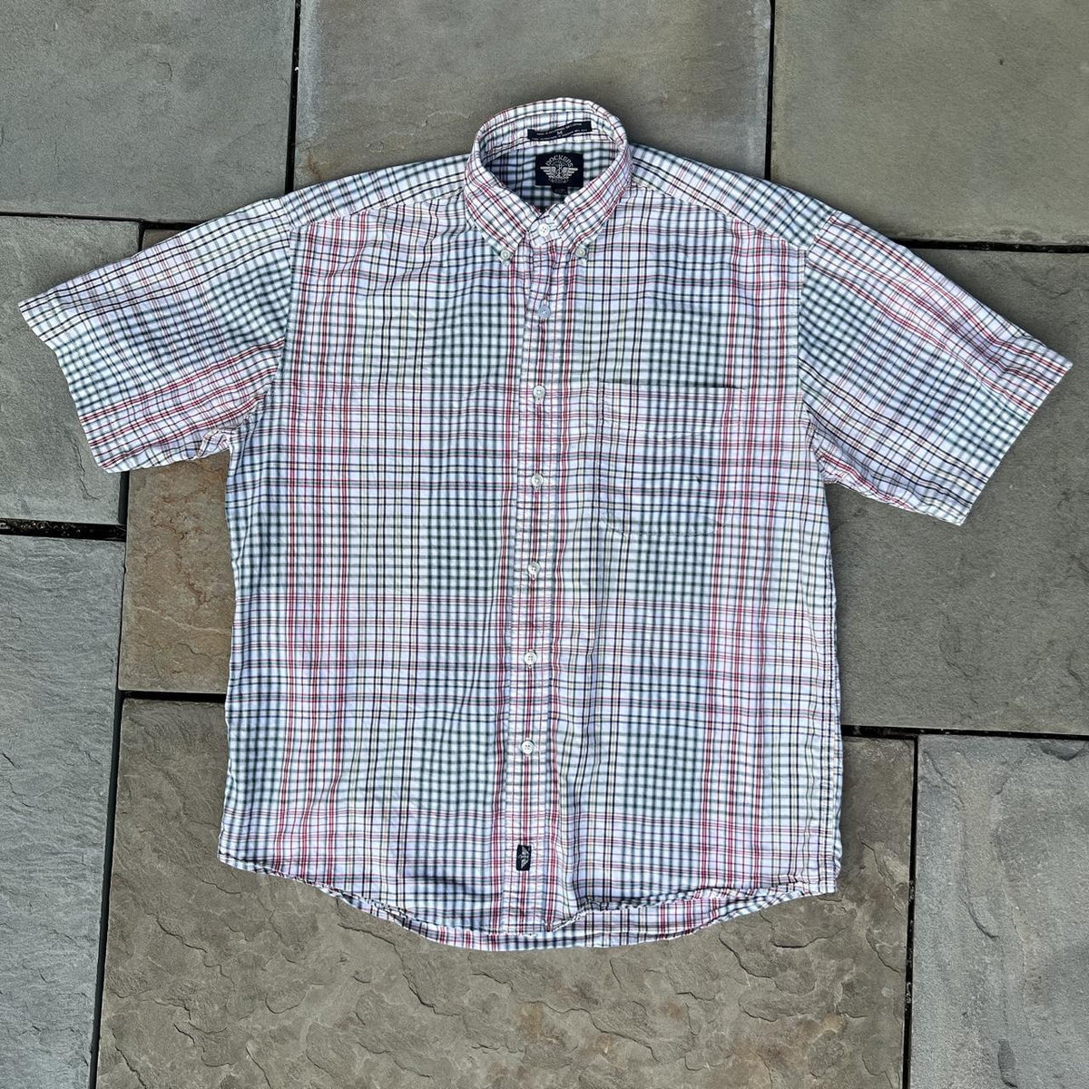 Vintage 90s Multi-Color Check Plaid Short Sleeve Button Down