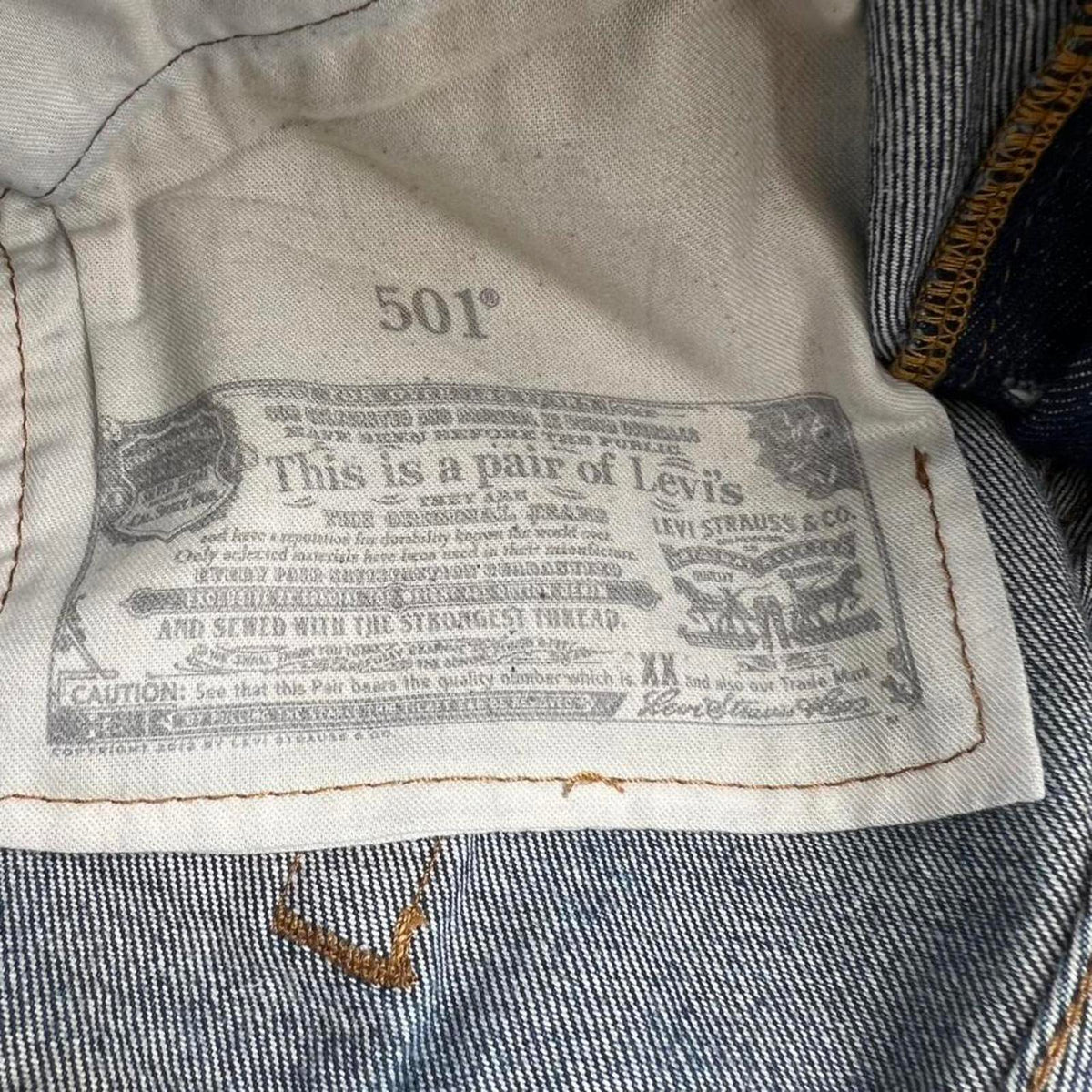 Naturally Distressed Dark Indigo Wash Levi’s Denim 501 Jeans
