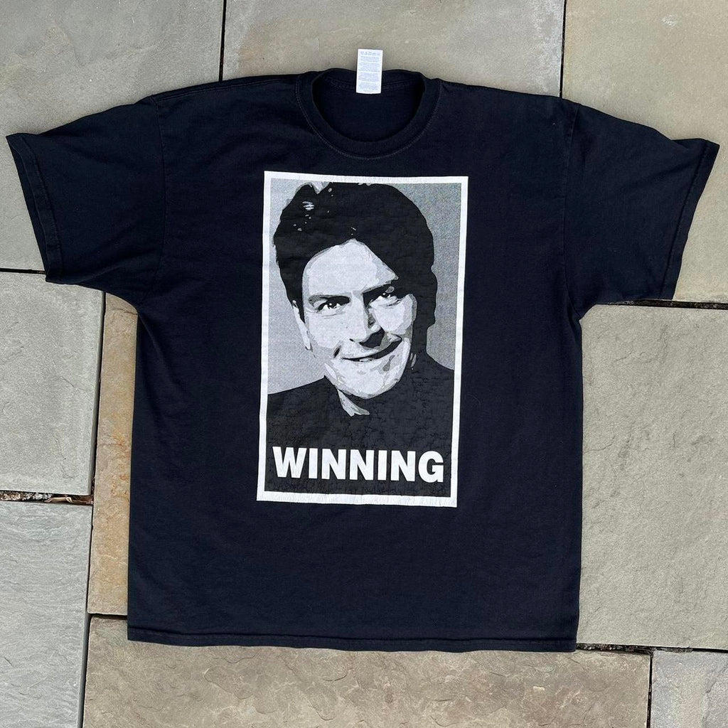 Charlie Sheen Winning Black Graphic T-shirt