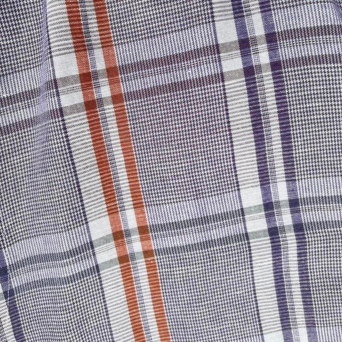 Neo-Vintage 90s Purple Orange Houndstooth Plaid Linen Shirt