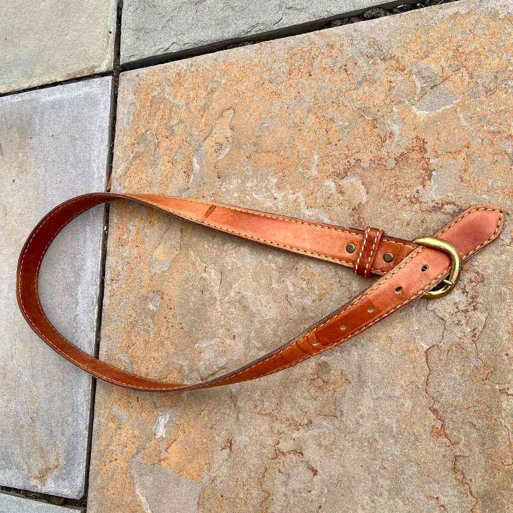 Neo-Vintage 90s Brown Contrast Stitch Leather Belt