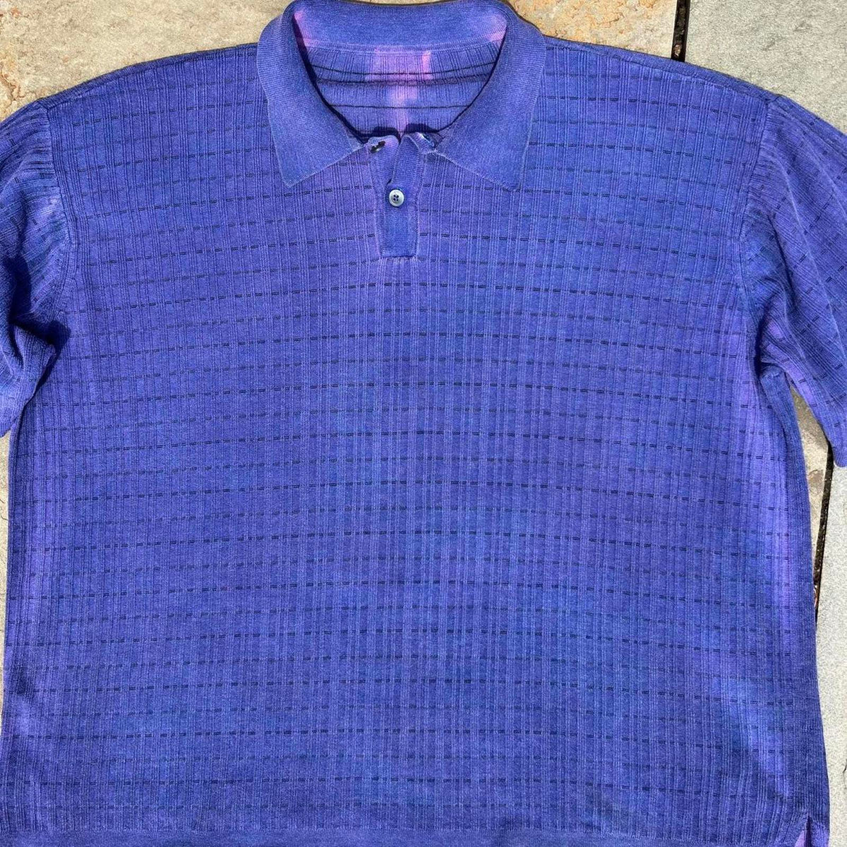 Vintage 90s Overdyed Reworked Vertical Knit Polo Shirt