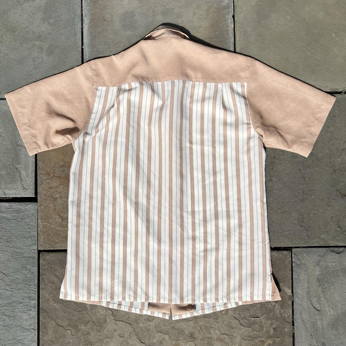 Vintage 80s Coral/Cream Stripe Retro Club Shirt