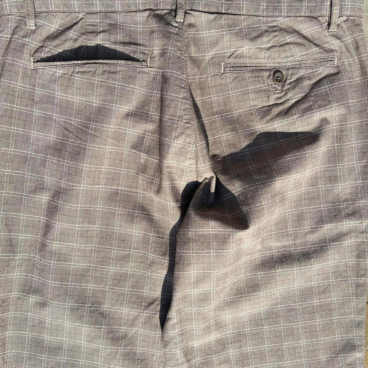 Tan Plaid Pattern Trousers Dress Pants