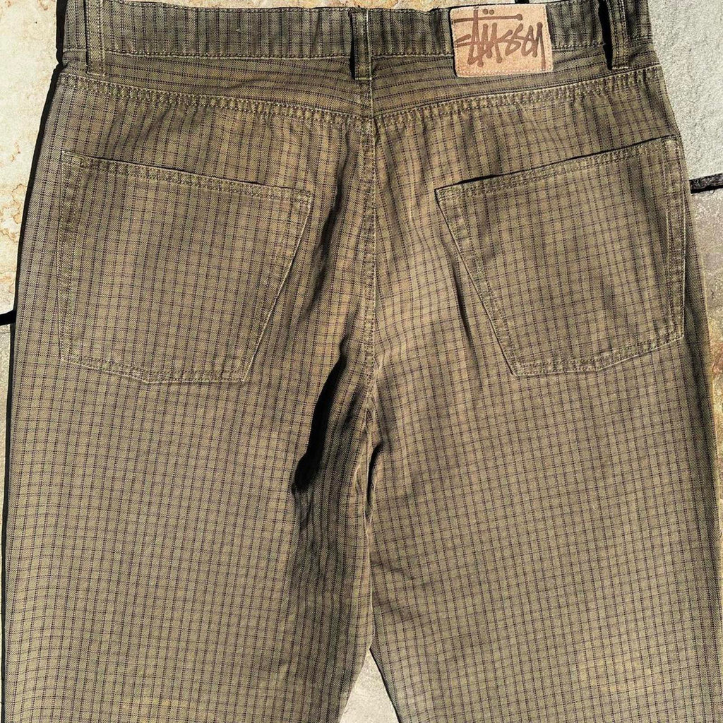 Stussy Brown Check Plaid Big Ol Jeans