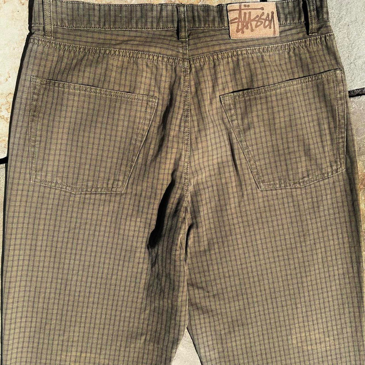 Stussy Brown Check Plaid Big Ol Jeans