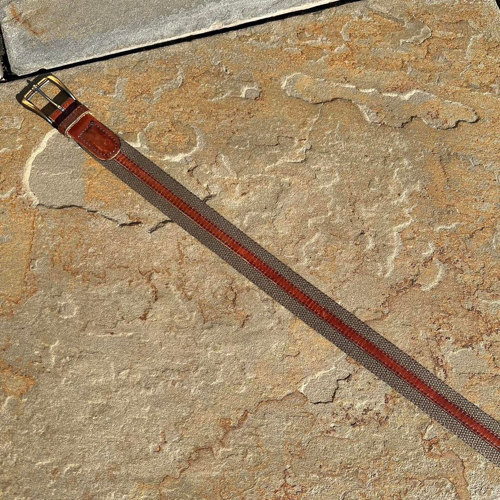 Y2K Canvas and Leather Brown Belt Made in USA