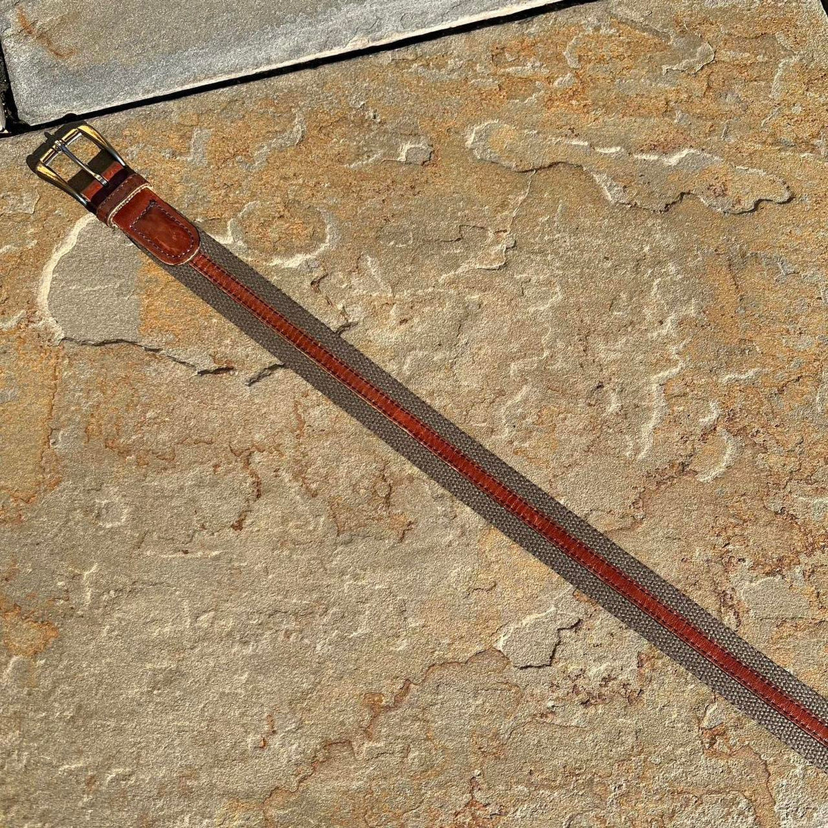 Y2K Canvas and Leather Brown Belt Made in USA