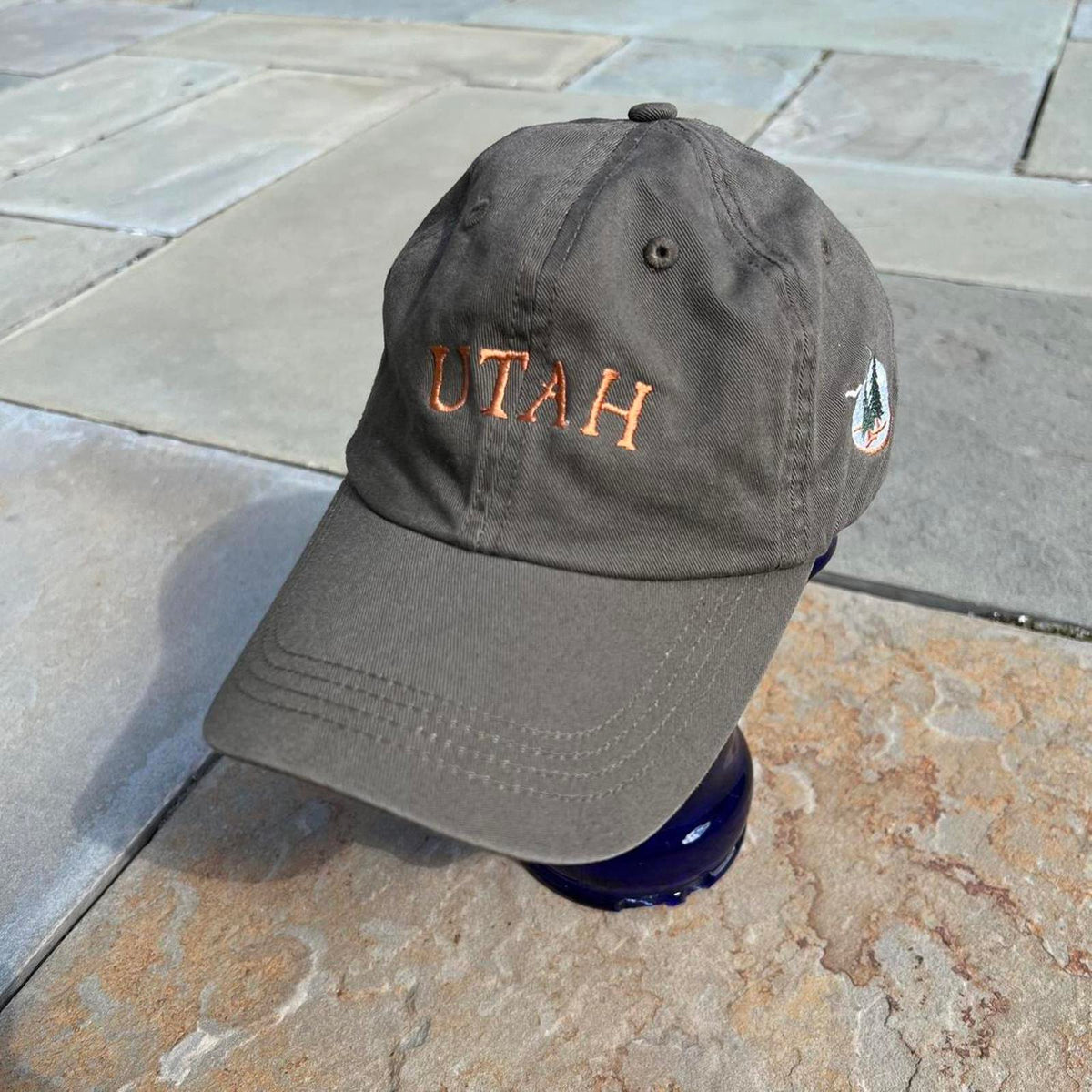 Utah Embroidered Strapback Dad Hat Olive Green
