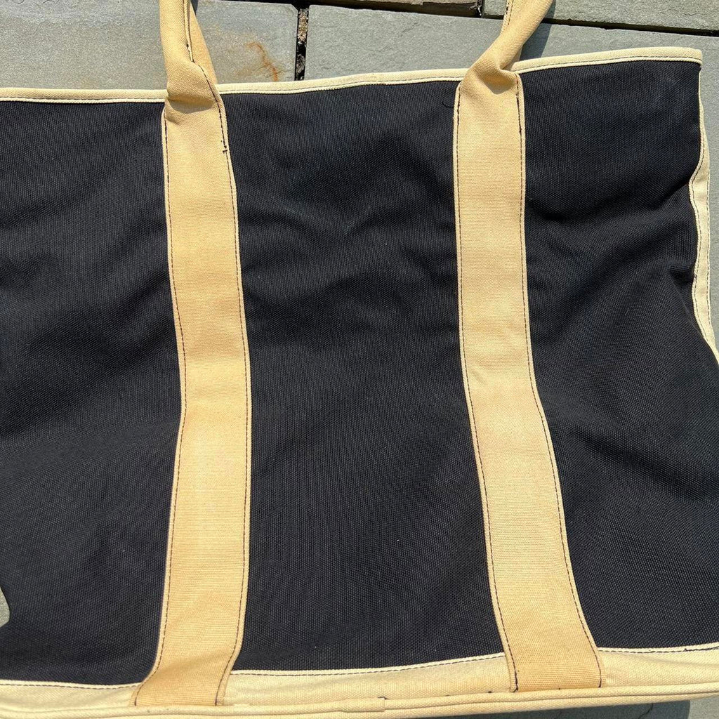 Y2K Black + Tan Canvas Tote Beach Bag NWT New Deadstock