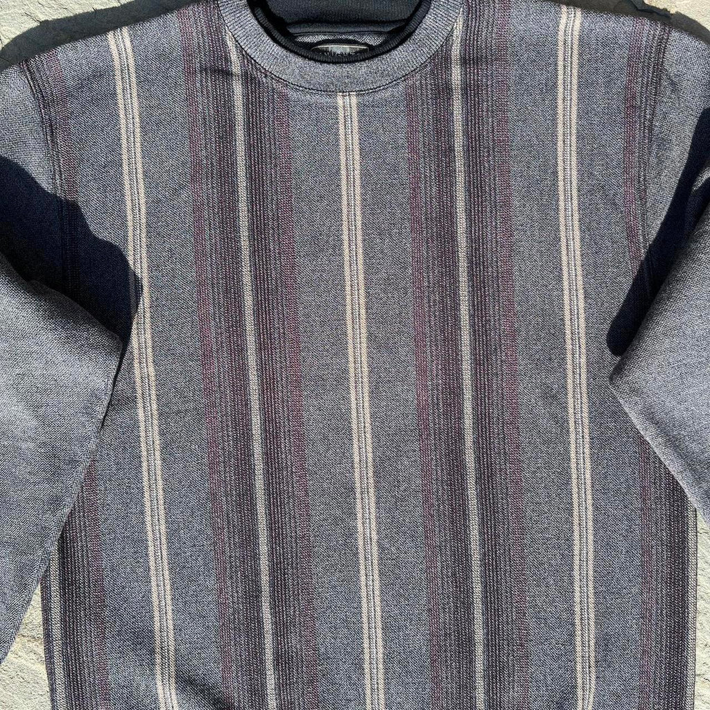 Y2K Varied Vertical Stripe Double Crewneck Sweater