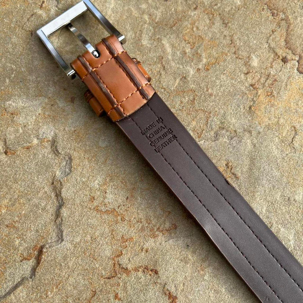 Y2K Brown Leather Rib Belt
