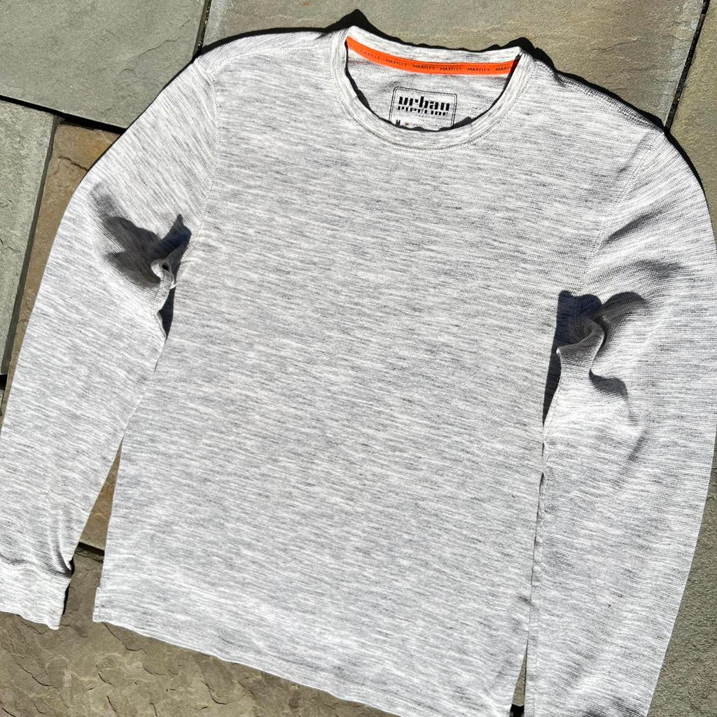 Y2K Light Grey Heather Waffle Knit Thermal