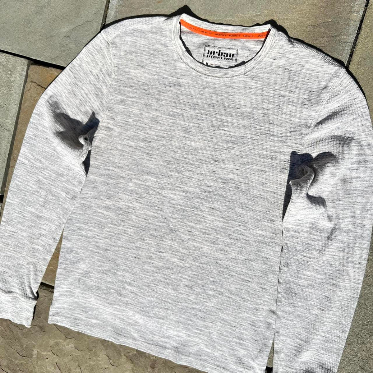Y2K Light Grey Heather Waffle Knit Thermal
