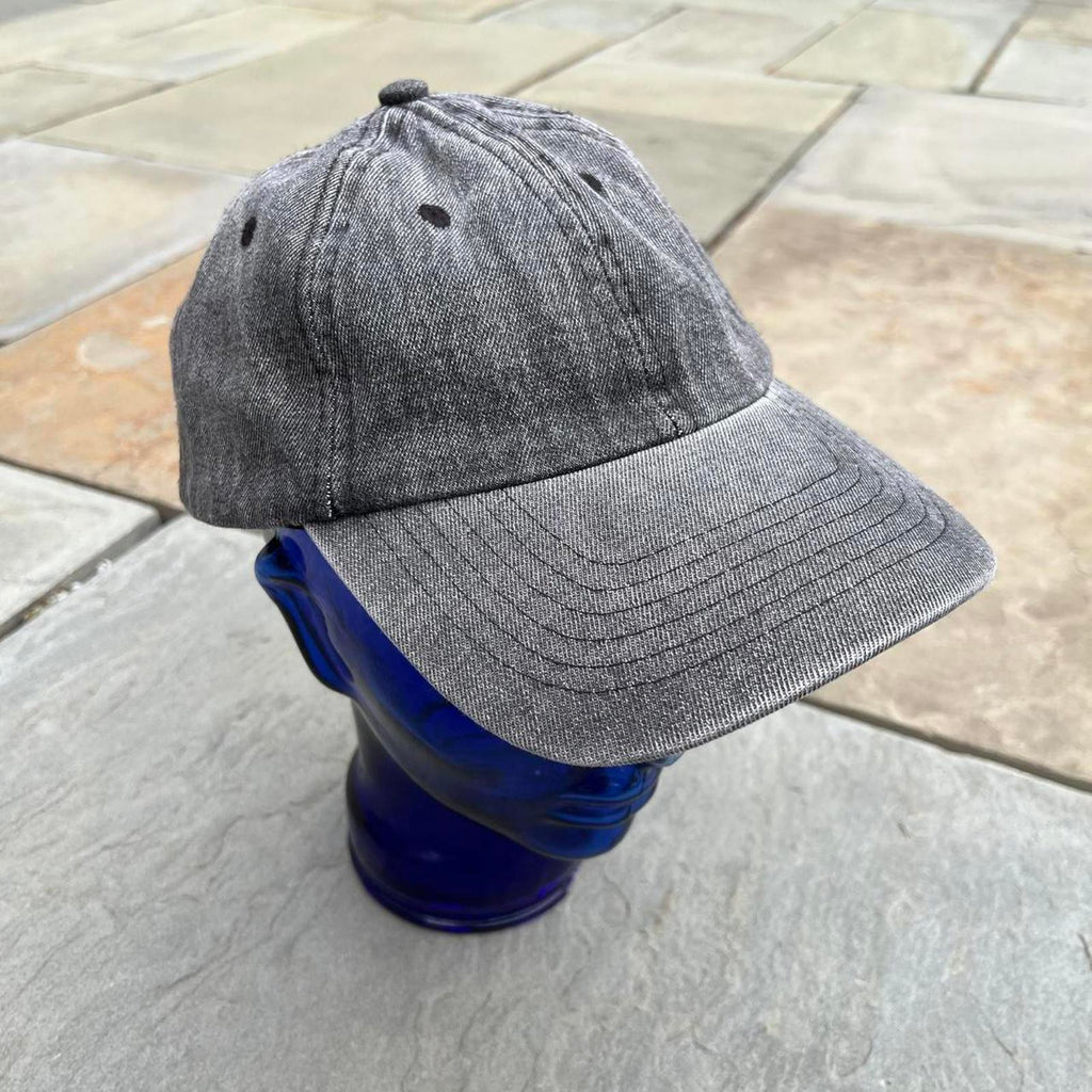 Black Grey Denim Strapback Dad Hat