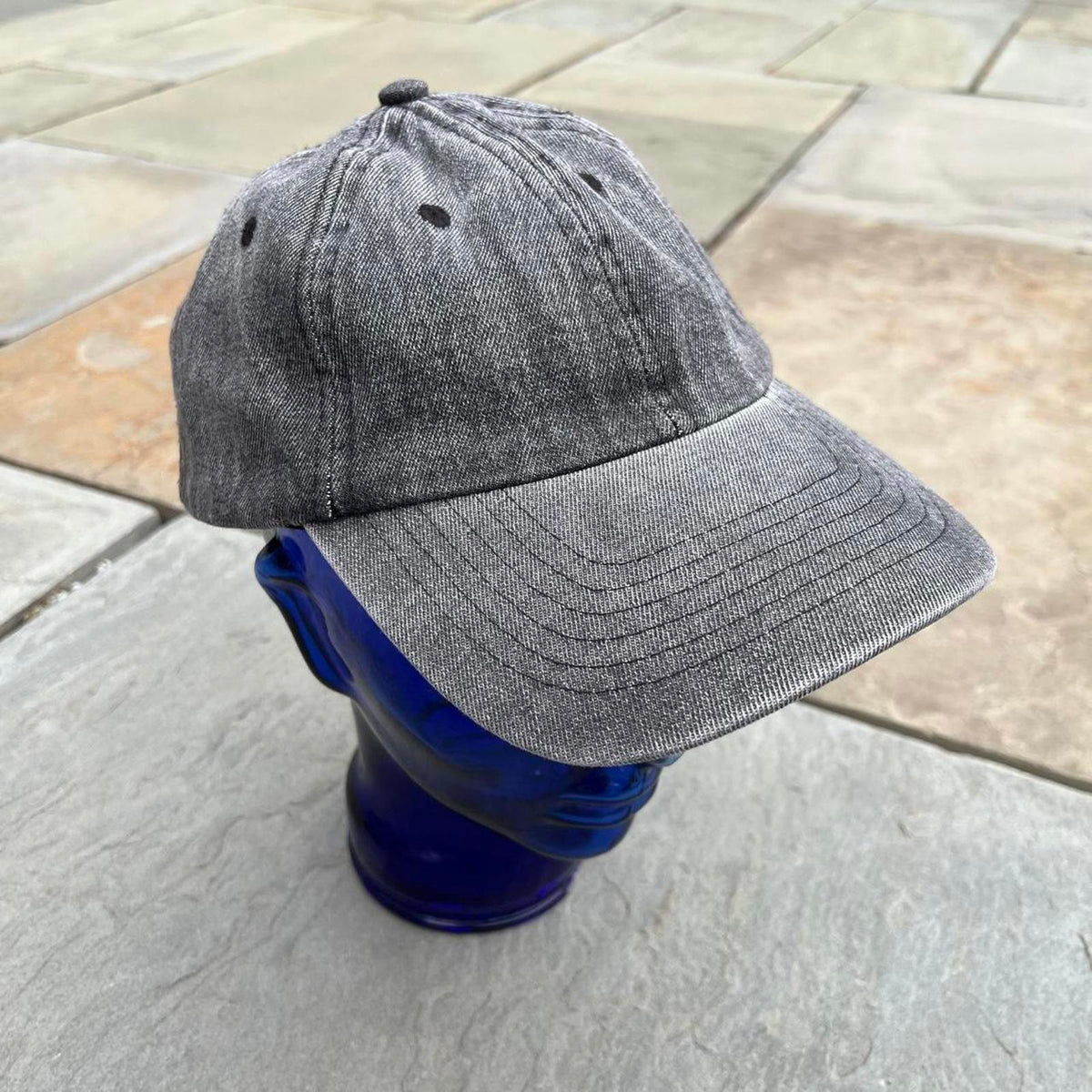 Black Grey Denim Strapback Dad Hat