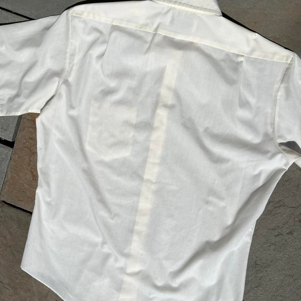 Vintage 80s Pale Yellow Short Sleeve Button Down Shirt