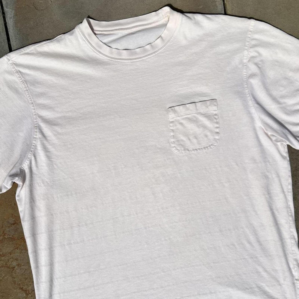 Neo-Vintage Y2K Minimalist Cream Textured Stripe Pocket Tee
