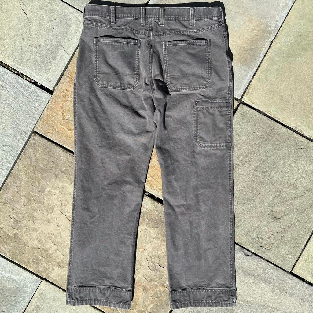 Garment Dyed Grey Canvas Utility Work Pants