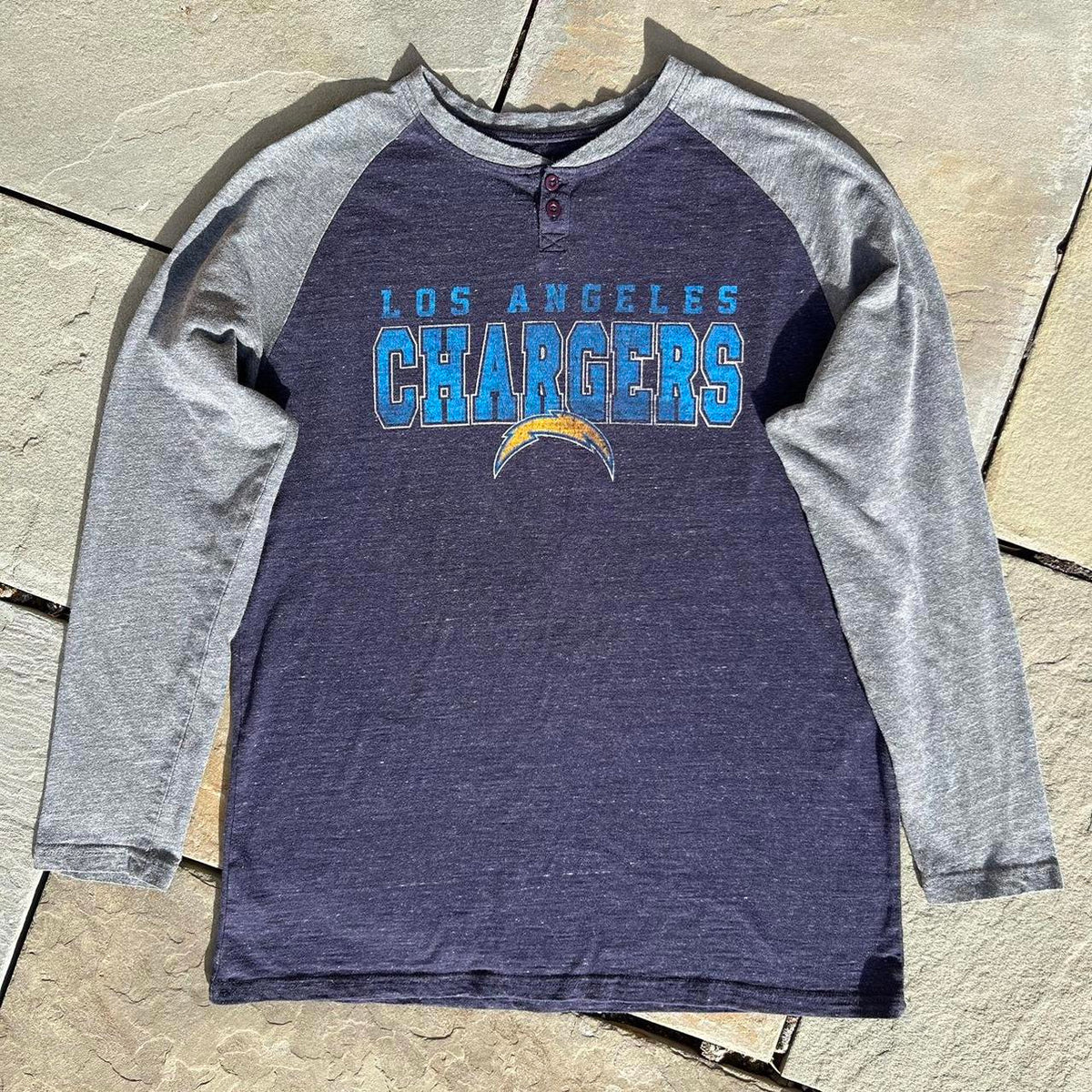 NFL LA Chargers Navy/Grey Heather Team Graphic Henley