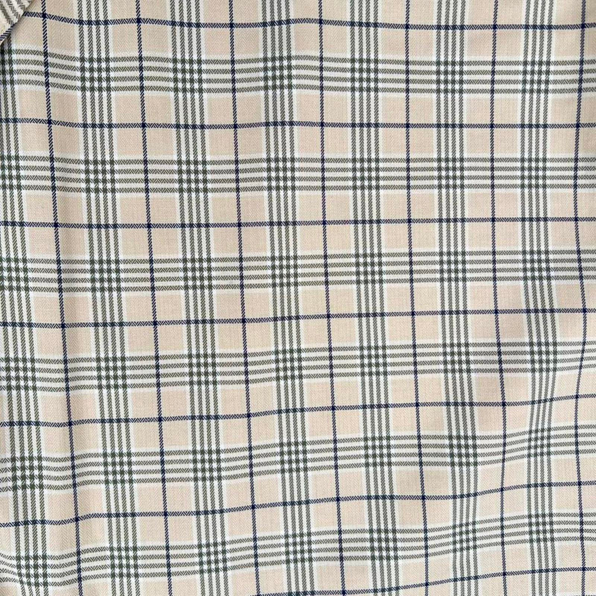 Y2K Tan Blue Herringbone Plaid Button Down Shirt