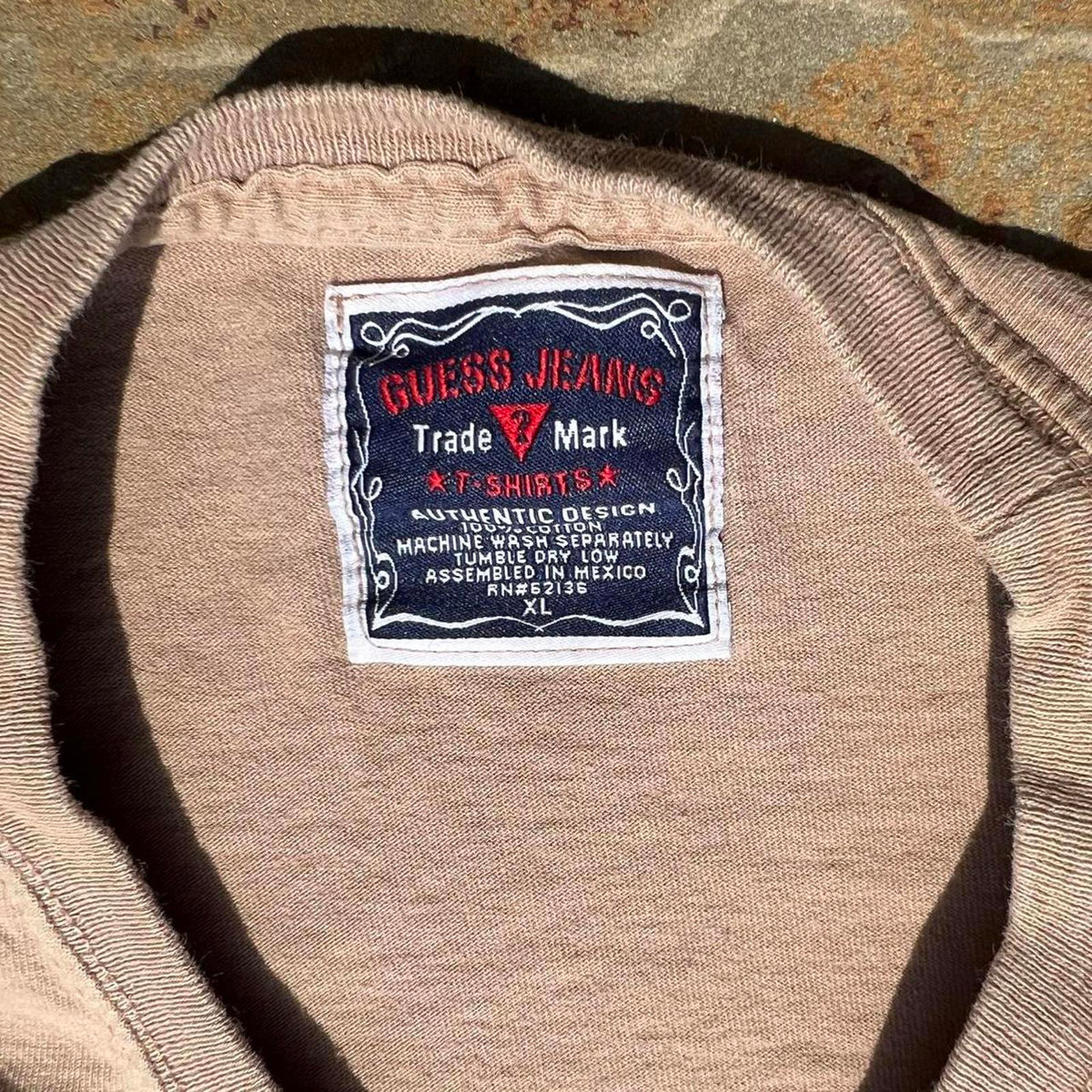 Y2K Guess Jeans Patent Logo Tan T-Shirt
