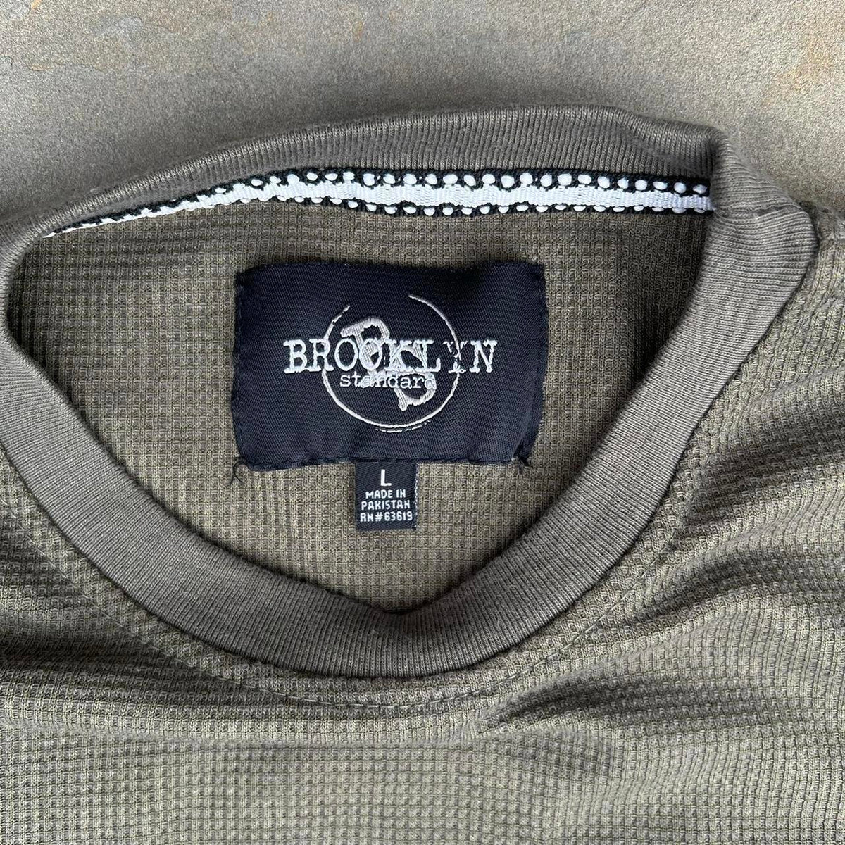 Olive Green Utility Pockets Gorpcore Waffle Knit Thermal
