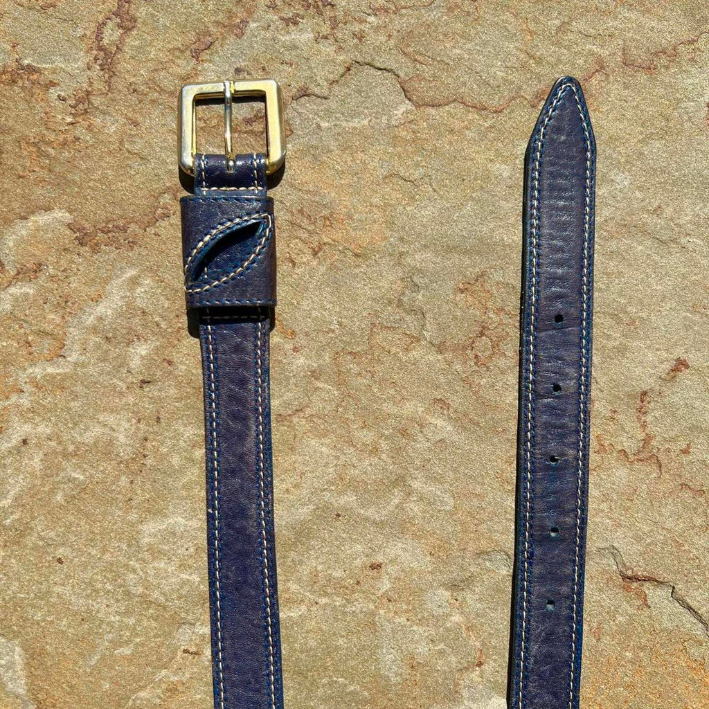 Vintage 90s Dark Blue Leather Belt
