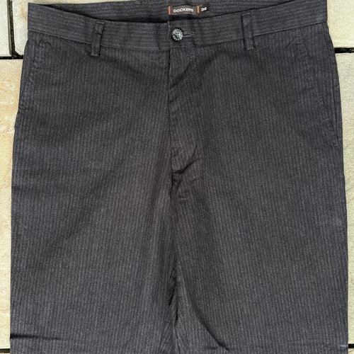 Dark Gray Pinstripe Flat Front Dress Pants