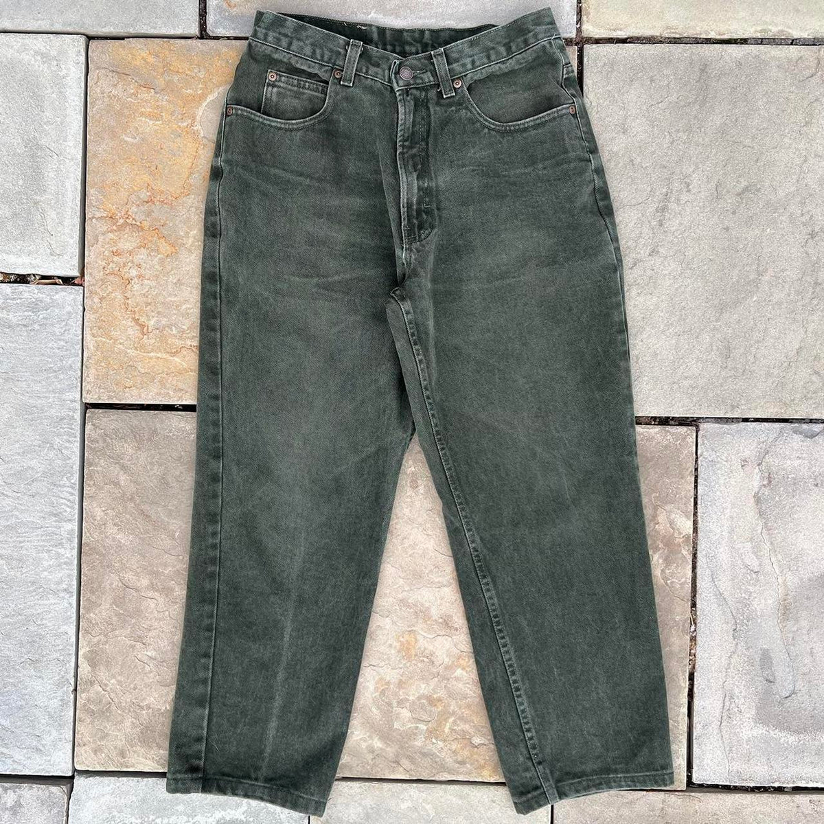 Vintage 90s Dark Green Jeans Made in USA 32x27