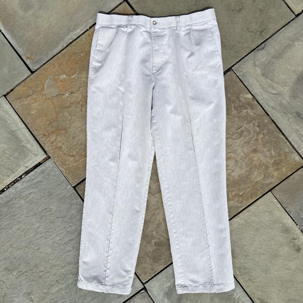 Neo-Vintage Greige Distressed Pleated Trousers