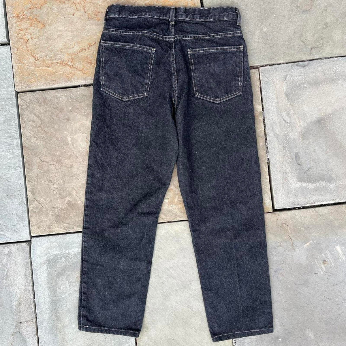 Y2K Black Rinsed Wash Straight Relaxed Jeans