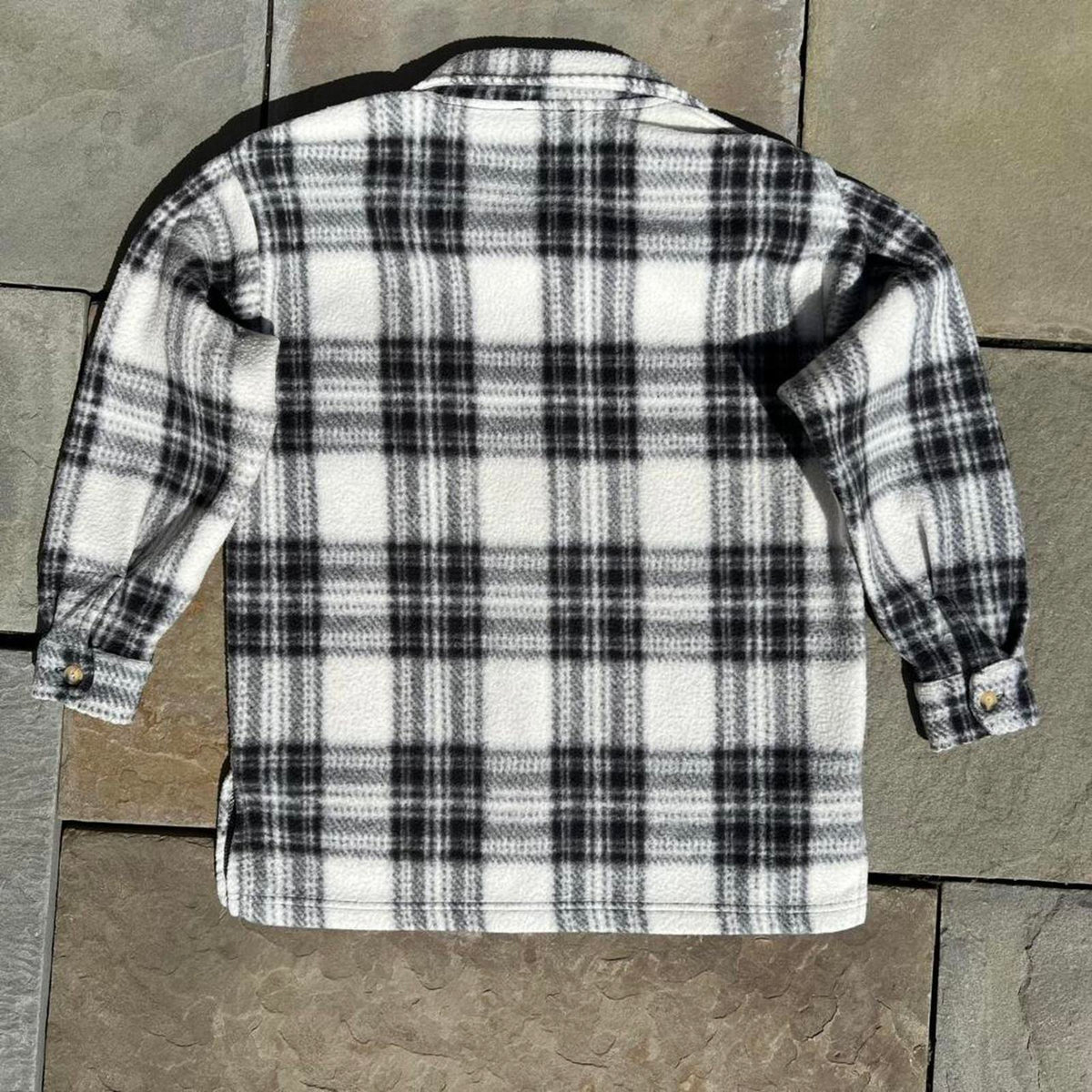 Vintage 90s Fleece Houndstooth Plaid Button Down Flannel