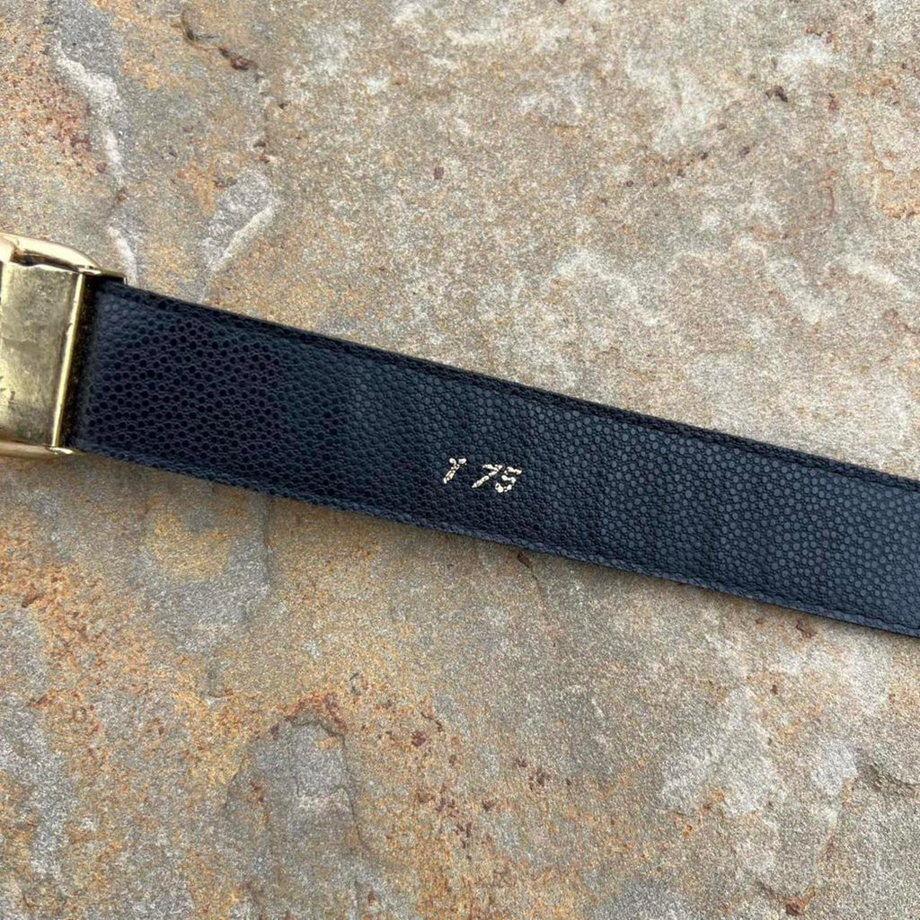 Vintage 80s Black Embossed Faux Leather Belt