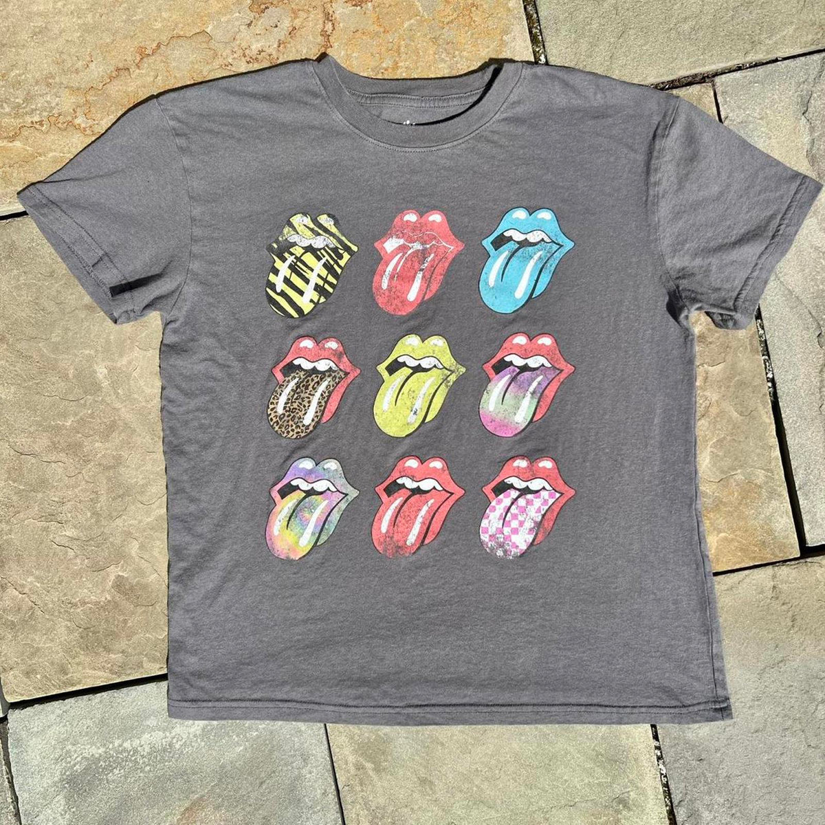 The Rolling Stones Multi Color Hot Lips Logo Band Tee