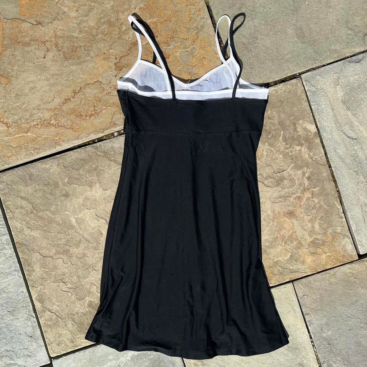Black w/ White Contrast Double Strap Mini Dress