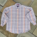 Neo-Vintage 90s Purple Orange Houndstooth Plaid Linen Shirt